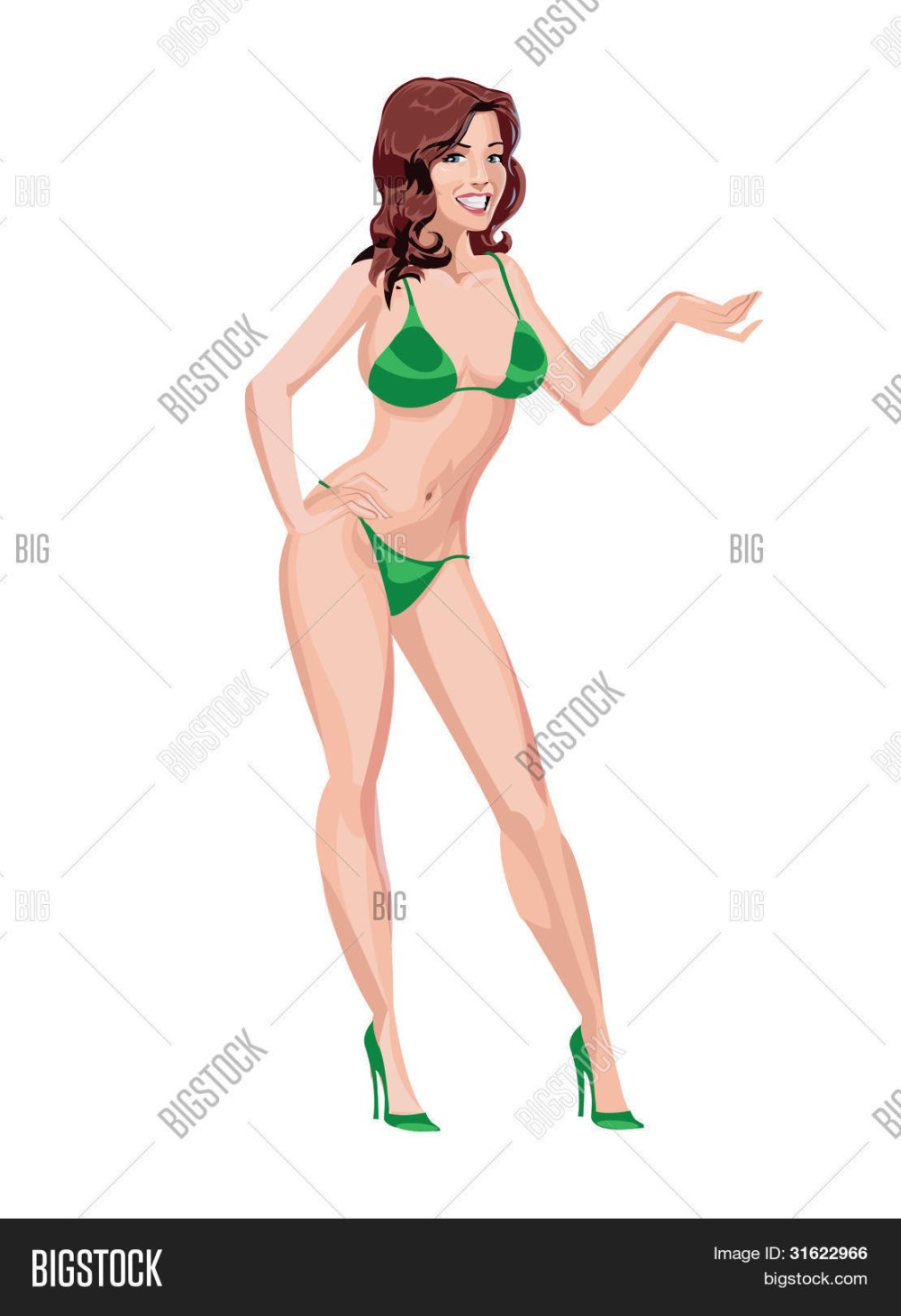 Мультяшная девушка в купальнике