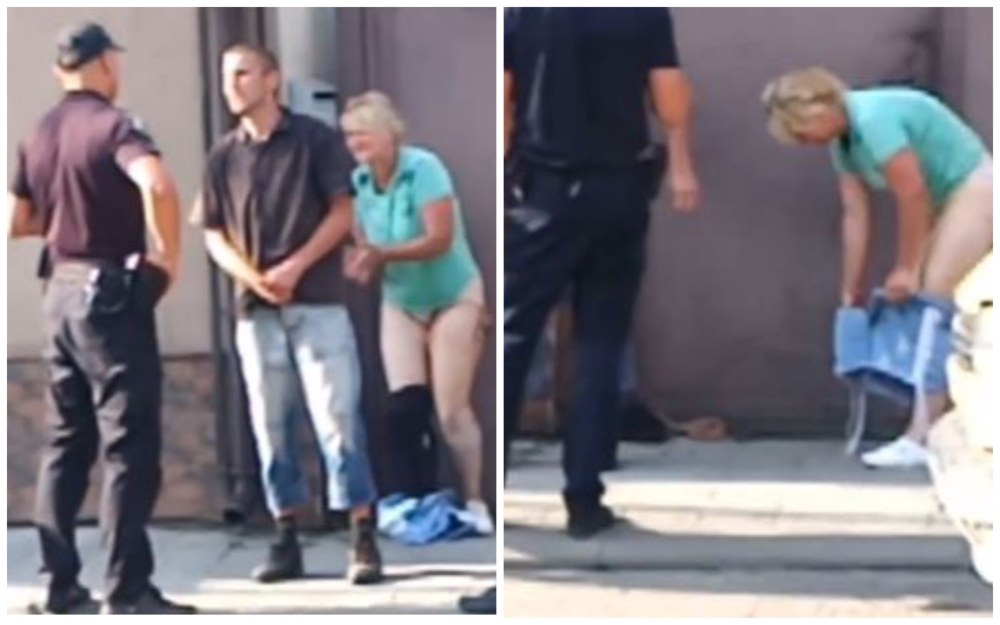 Сисястые прохожие на улице