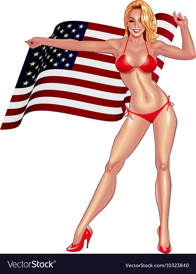 Голая с флагом США