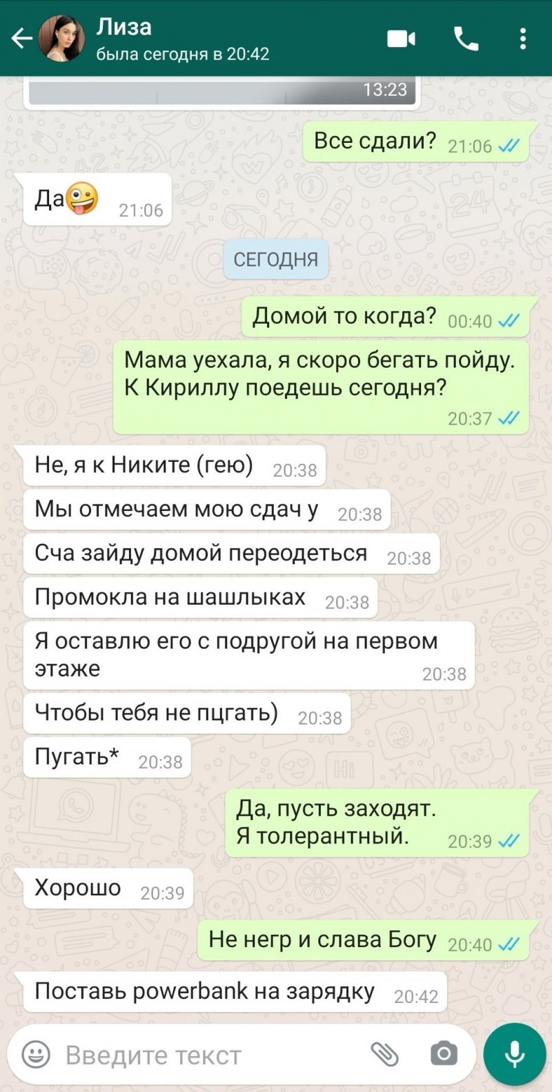 Интимные переписки по вацапу