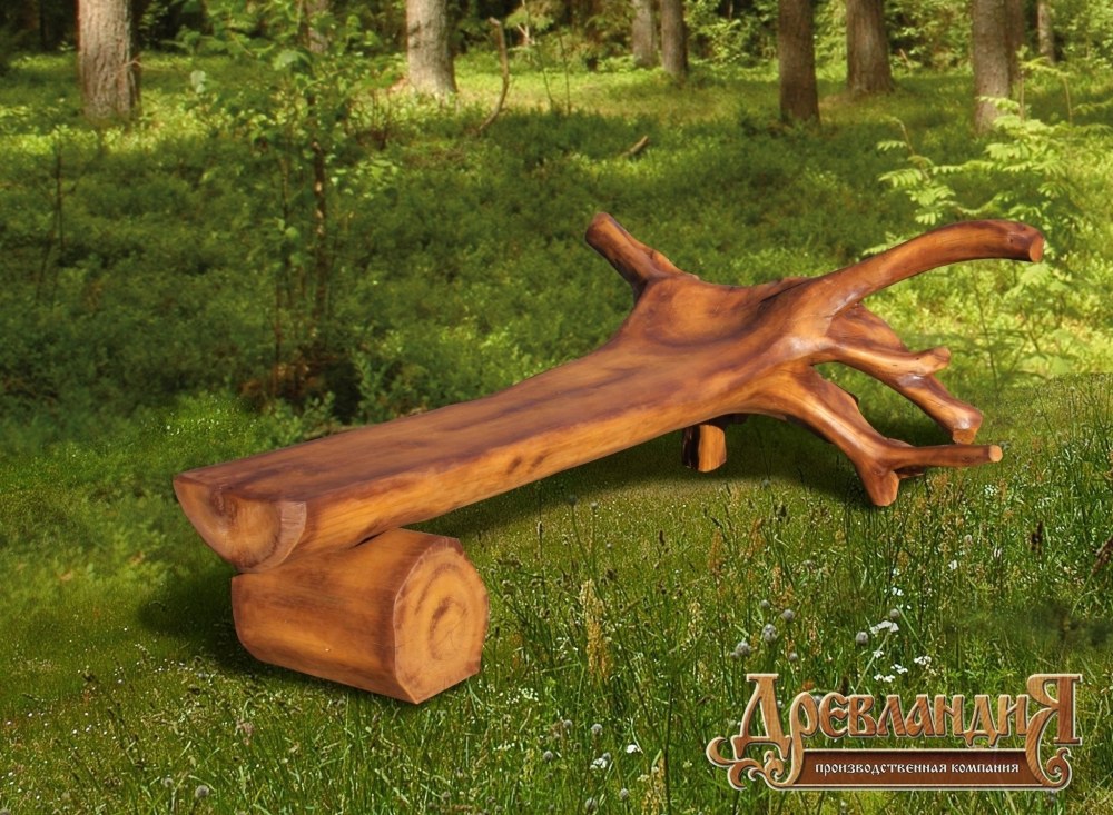 Скамейки из цельного дерева
